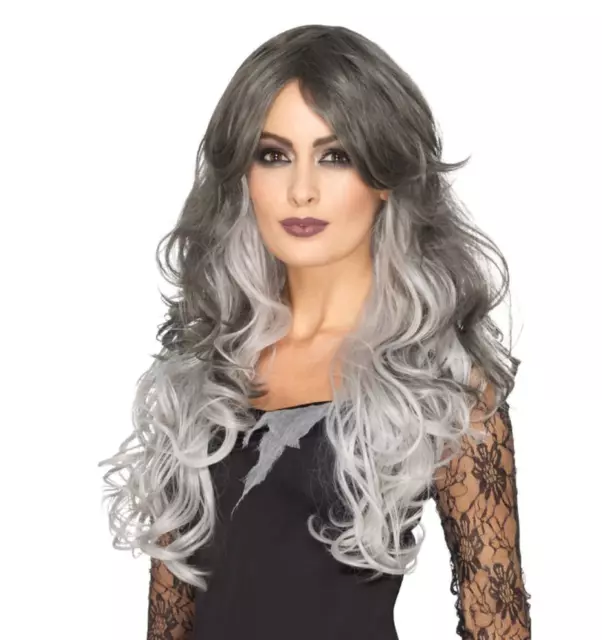 Grey Wig Ghost Gothic Bride Ladies Halloween Fancy Dress Costume Accessory
