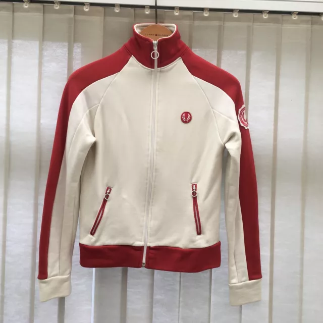 Fred Perry Women’s Red White Zipped Tracksuit Jacket Size 8
