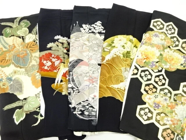 45261# Japanese Kimono / Antique Tomesode / Set Of 5