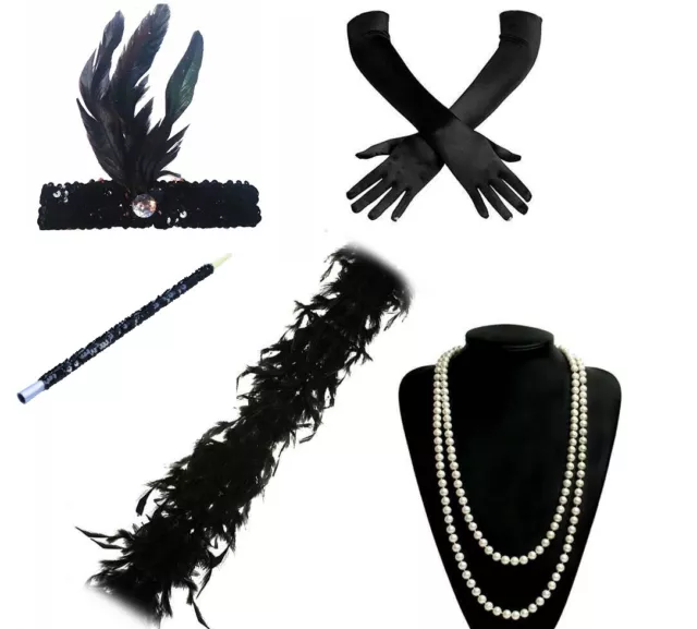 Ladies Gatsby FLAPPER Fancy Dress Accessories 20's Charleston Costume outfit 20s 2