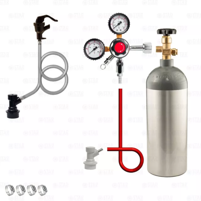 Portable Dispensing Kit for Home Brew Beer Ball Lock Corny Keg + 5lb CO2 Tank