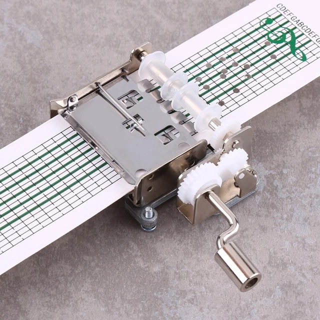 15 Note Hand Crank Movement With 3Pcs Blank Paper Tape And Hole Puncher For D US