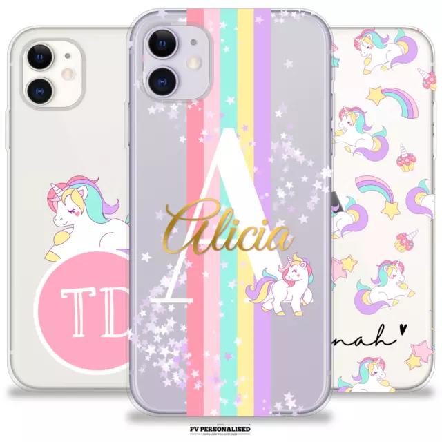 Personalisierte Telefonhülle Name Einhorn Klare Abdeckung Für Iphone 11 Pro 13 12 Xr 7 6S