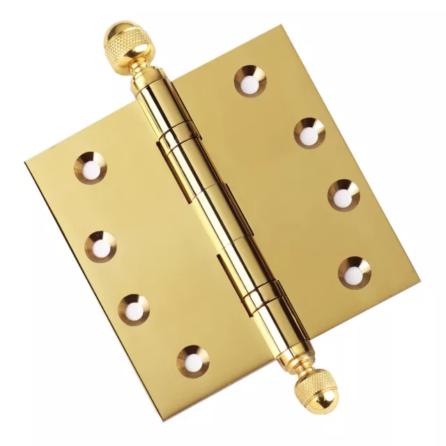 Door Hinge 4 x 4 Solid Brass Ball Bearing Heavy Duty Polished Brass With Tips