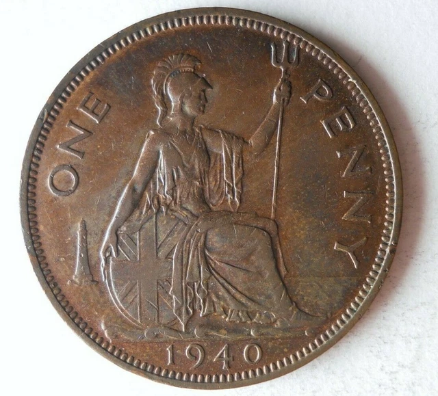 1940 GREAT BRITAIN PENNY - Excellent Coin - FREE SHIP - Bin #404