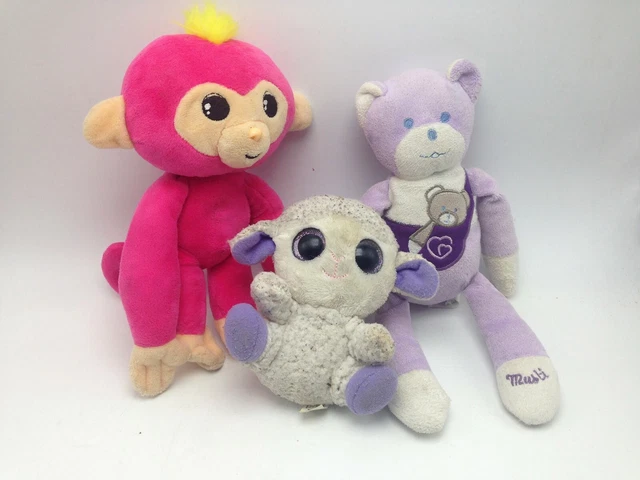lot de 3 doudous peluches singe parlant mouton peepo's ours musti