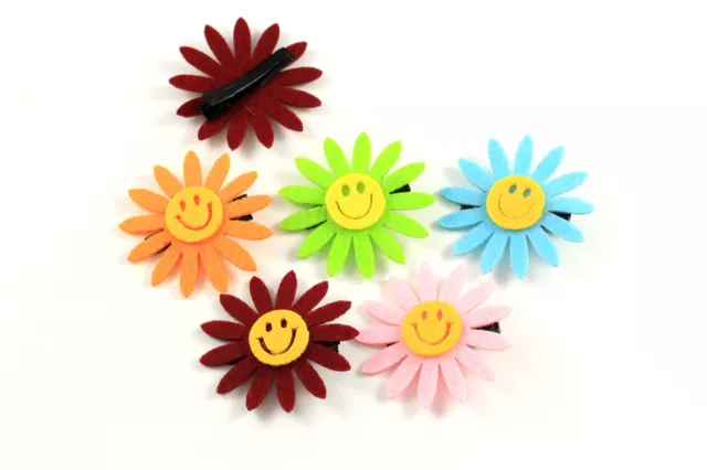 Haarspange Haarklammer Blume Blüte Smiley Emoji Mädchen Haarschmuck K411