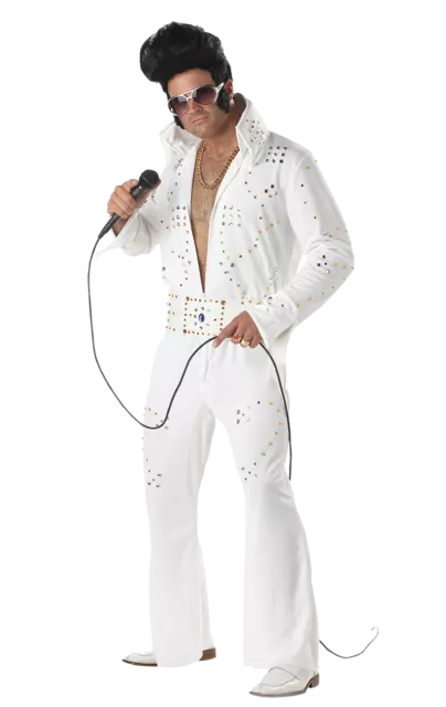 Mens Rock Legend Elvis Presley Rock & Roll King 50s Fancy Dress Costume