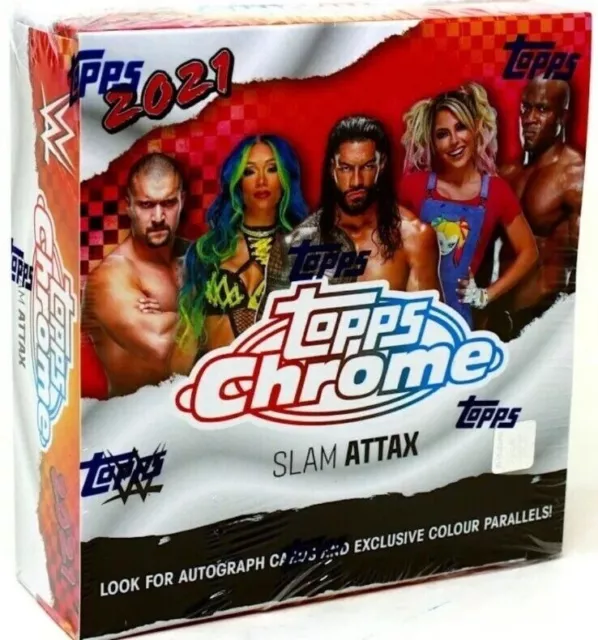 2021 Topps Chrome WWE Slam Attax Factory Sealed 18 Pack Hobby Box