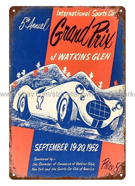 furniture home decor 1952 WATKINS GLEN GRAND PRIX auto car RACE metal tin sign