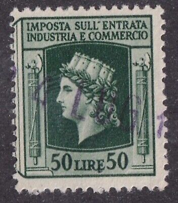 Italy Social Republic Industry & Commerce Revenue Bft #26 used 50L 1944 cv $14