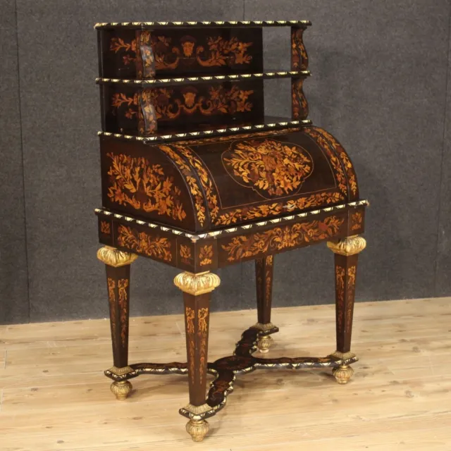 Secretary Desk A Roller Furniture With Lifting Up Inlaid 1 Drawer Xx Century