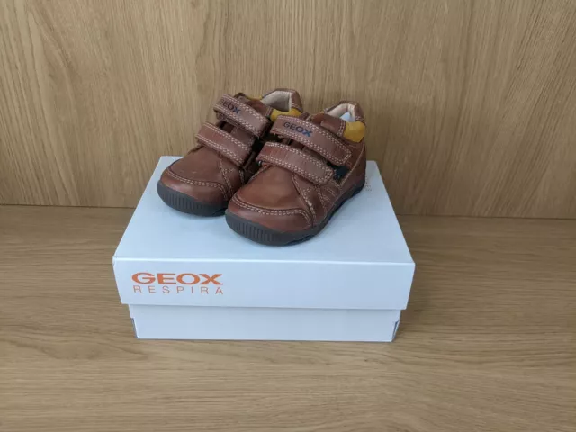 Geox Balu Baby Boys Hook & Loop Leather Winter Shoes Size UK 3.5 EU 20 Brown