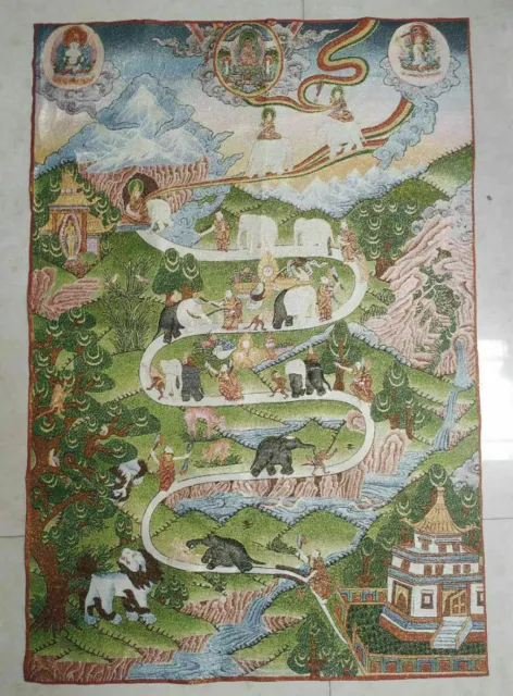 36" Tibet Tibetan Cloth Silk 'Way of Even' Tara Kwan-yin Tangka Thangka Painting