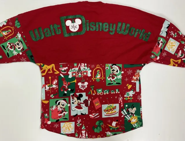 Disney World Christmas Spirit Jersey Shirt Small S Red Mickey Minnie Toys FLAW