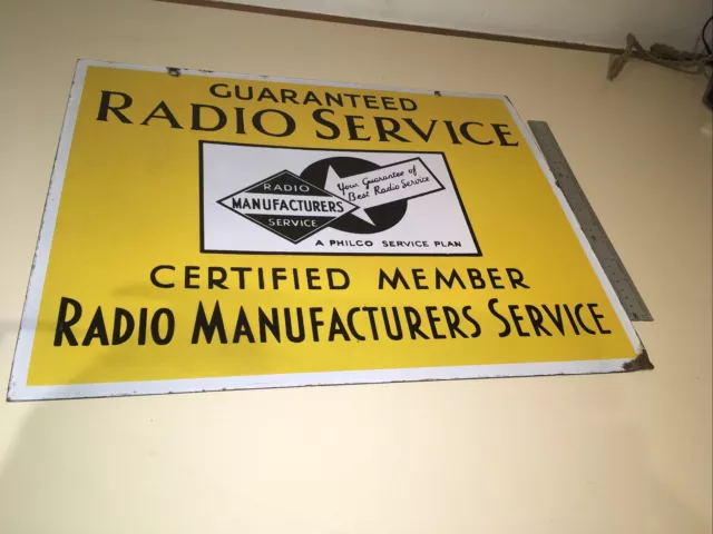 Enamel Sign (one of pair) Philco Radio Yellow Vintage Valve