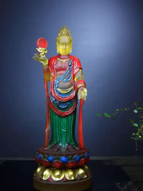 Chinese Old Beijing Glaze Handmade Exquisite Buddha Statue 6362