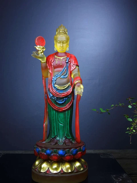 Chinese Old Beijing Glaze Handmade Exquisite Buddha Statue 6362