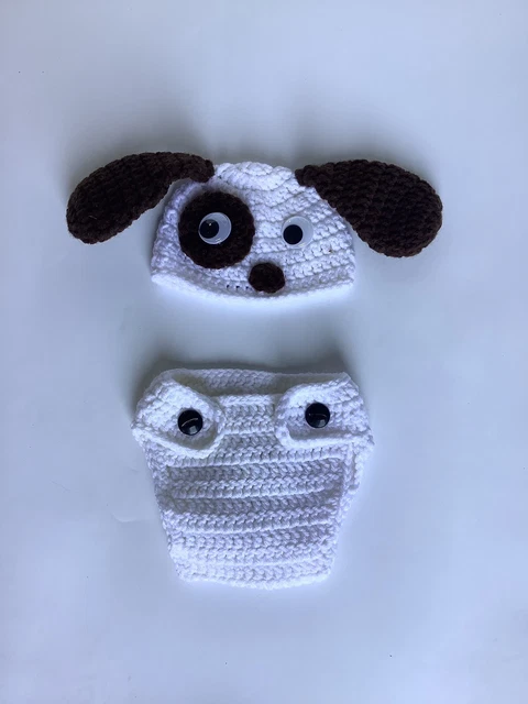 Newborn Infant Baby Knit Dog Puppy Handmade Costume Photo Props Crochet