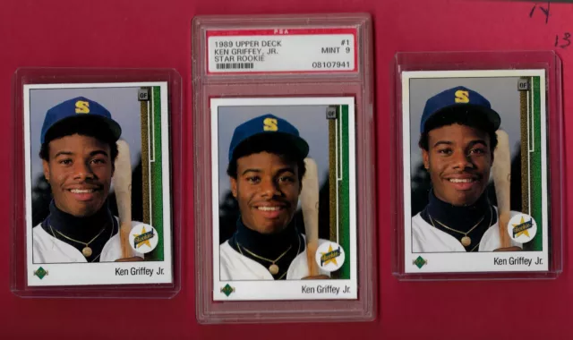 1989 Upper Deck (Star Rookie) #1 Ken Griffey Jr (RC)) (3 Cd Lot) W/PSA 9 $$$$$$$