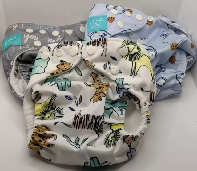 Pampers Pure Hybrid 3 Reusable Cloth Diaper Covers, Jungle, I Love You, Cookies