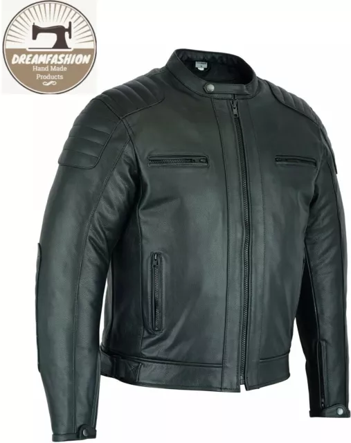 Men's Biker Black Jackets  Motorcycle Real Cowhide Leather Jacket Stylish Bikers