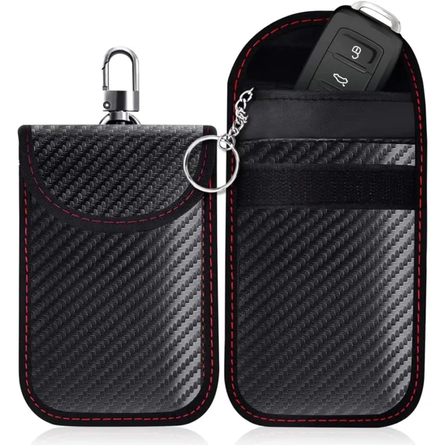 2x Auto Schlüssel Keyless Go Schutz RFID Funk Blocker Tasche Etui Hülle Carbon