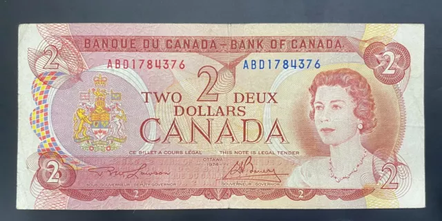 [43120] CANADA 2 DOLLARS 1974 P 86 F Banknote