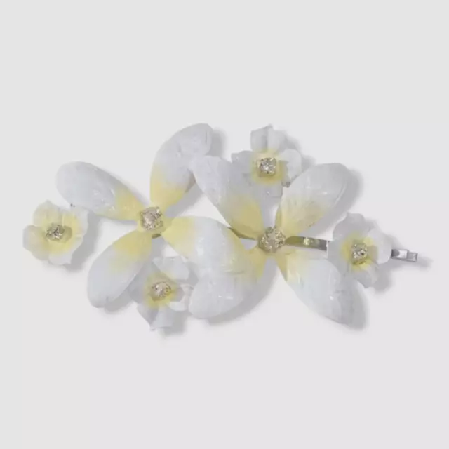 $225 Jennifer Behr White Clarissa Embellished Floral Bobby Pin