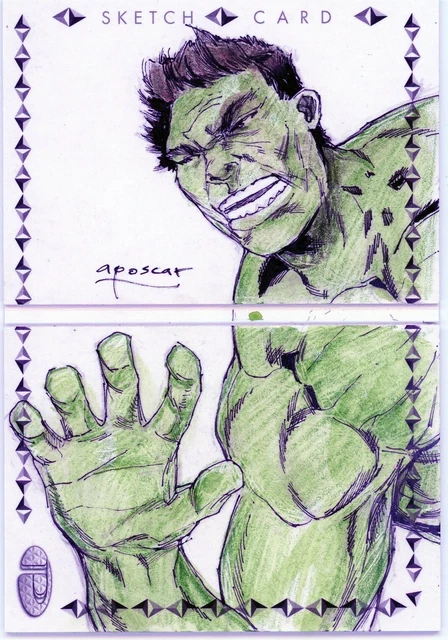2019 UD Marvel Premier Booklet Dual Sketch 1/1 Aposcar Guevara Cruz Hulk