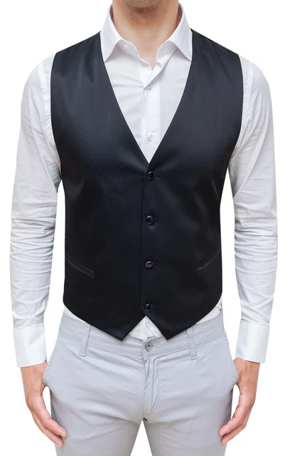 GILET PANCIOTTO UOMO SARTORIALE NERO SLIM FIT CORPETTO GILè ELEGANTE