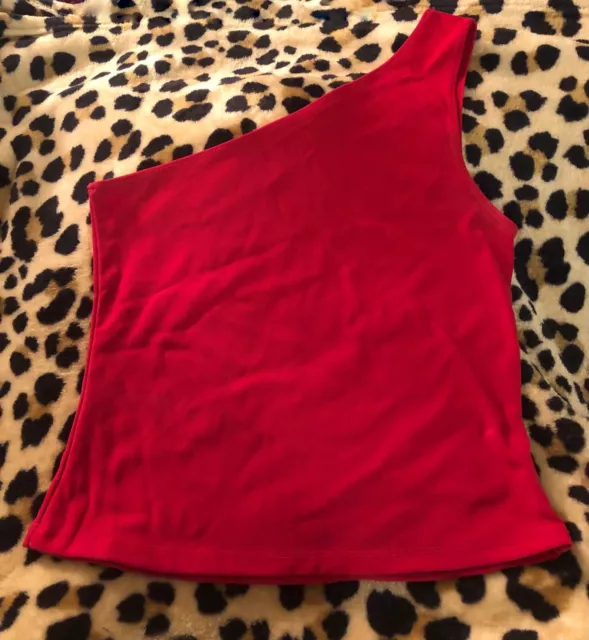 vintage RED One-Shoulder stretch Tank TOP - size M/L - OCEAN DRIVE CLOTHING