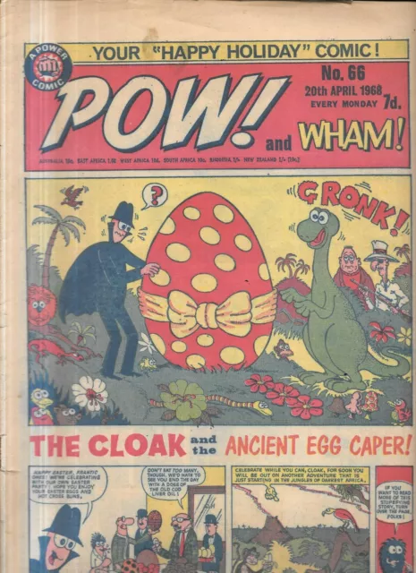 vintage Pow & Wham comic No 66 April 20th 1968 Spiderman Fantastic Four