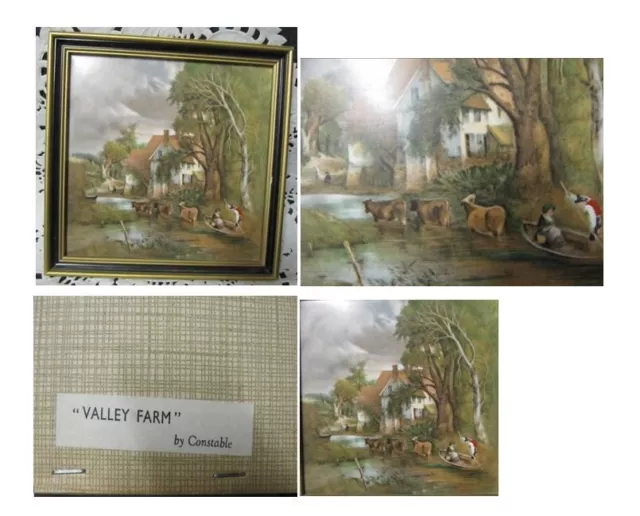 John Constable VALLEY FARM Framed Tile 1970s 17cm x 17cm