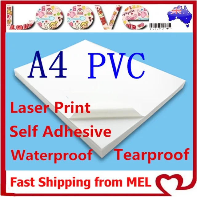 10X A4 White PVC Glossy Waterproof Self Adhesive Sticker Label Laser Print Paper