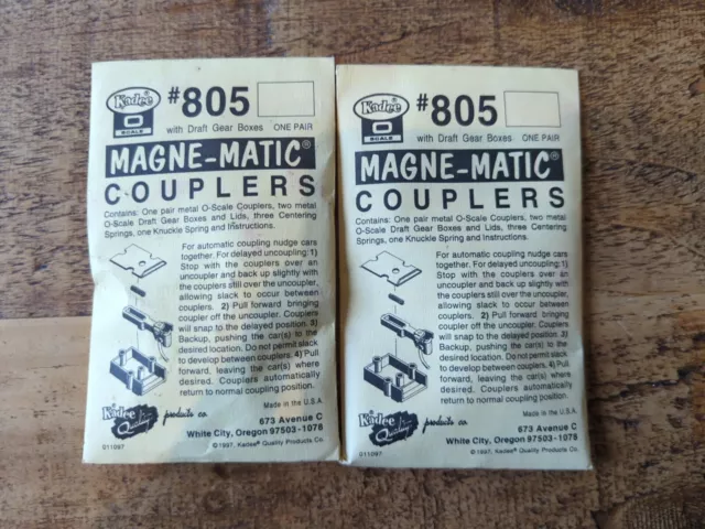 O Gauge Kadee Magne-Matic Couplers #805 X 2 - Sealed Packs New Old Stock