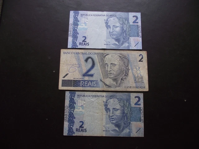Brazil (Brasil). 3 Notes@ 2 Reais (2001-2010)