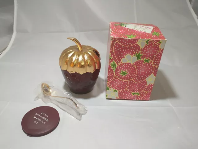 Vintage Avon Glass Strawberry Bath Gelee Jar with Ladle in box