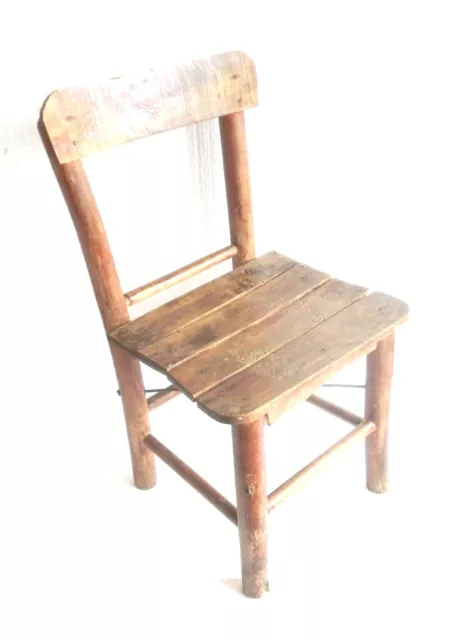 💥 ANTIQUE wooden chair shild's or milking STOOL seat bench PRIMITIVE - 1930's