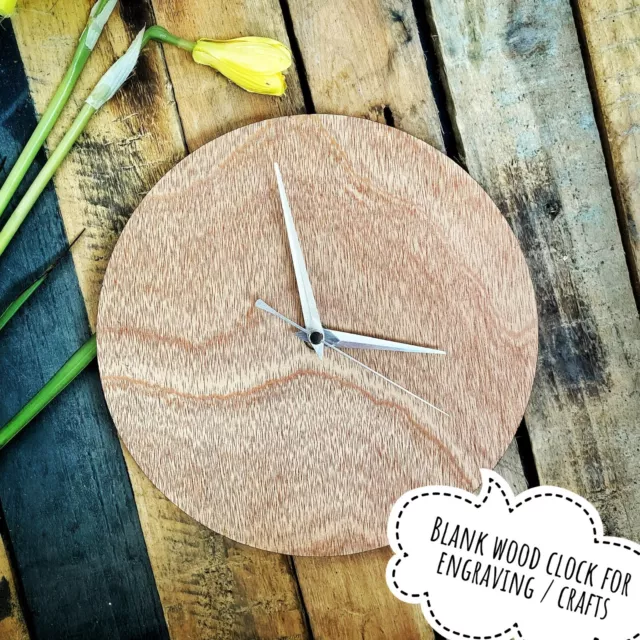 Blank Wooden Clock With Mechanism 22cm Diameter – Perfect For Engraving or Craft