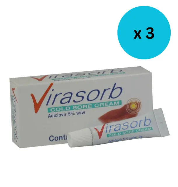 Virasorb Cold Sore Cream 2g 5% | Lip Treatment, Cracked Lips Relief, Long Expiry 3