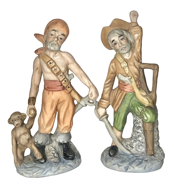 Pirate Pair Mid Century Porcelain Bisque Japan Excellent Condition 7.5" Vintage