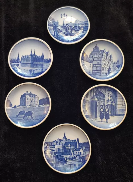 5 Blue and White Royal Copenhagen and 1 Denmark 3 1/4-Inch Wall Plates vintage