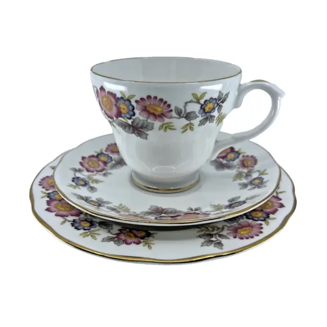 Tea Cup, Saucer, Plate - Trio - Duchess - England -Bone China - Flowers -Vintage