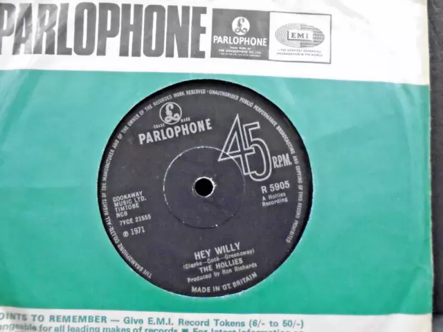 THE HOLLIES " HEY WILLIE " Or. UK PARLOPHONE  EX+ COND.IN Or.SL.