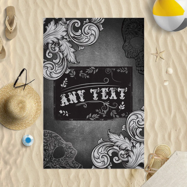 58 x 39" Personalised Beach Towel Absinthe & Skull Design Microfibre Pool Swim