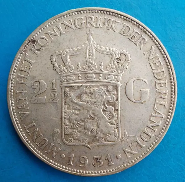 Pays-Bas Netherlands Nederland 2 1/2 gulden argent 1931 km 165