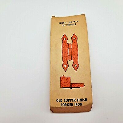 Antique Sears Flush Surface H Hinges Forged Iron 31/2"x1 3/8" Old Copper Finish 3