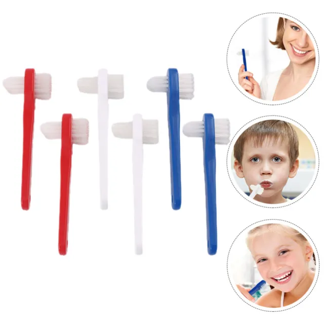 6 piezas cepillo de dientes postizo de doble cabeza limpiador de dientes cuidado oral