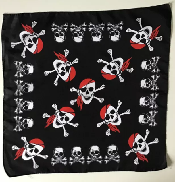 6 A schwarzer Piratenschädel & Kreuzknochen Design 20 Zoll quadratisch Vintage Bandana Schal